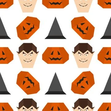 Vector seamless pattern Halloween Party origami イラスト素材
