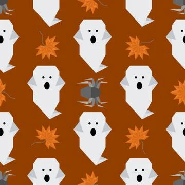 Vector seamless pattern Halloween Party origami Illustrazione stock