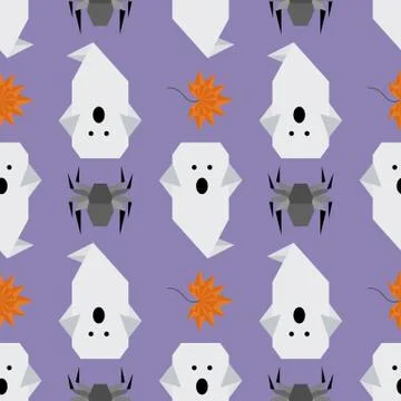 Vector seamless pattern Halloween Party origami Illustrazione stock