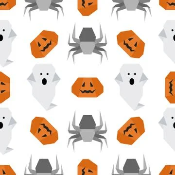 Vector seamless pattern Halloween Party origami Illustrazione stock