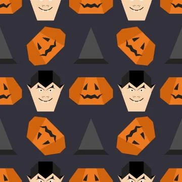 Vector seamless pattern Halloween Party origami Illustrazione stock