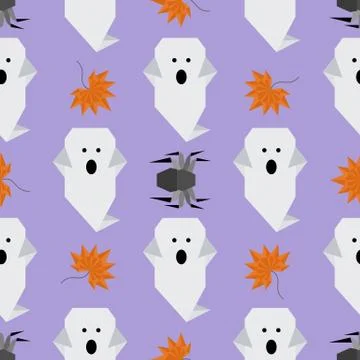 Vector seamless pattern Halloween Party origami 스톡 일러스트