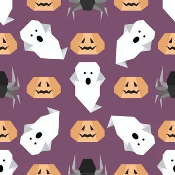 Vector seamless pattern Halloween Party origami Illustrazione stock