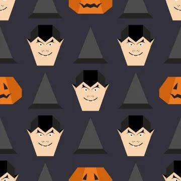 Vector seamless pattern Halloween Party origami Illustrazione stock