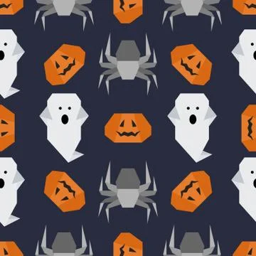 Vector seamless pattern Halloween Party origami Illustrazione stock