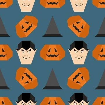 Vector seamless pattern Halloween Party origami Illustrazione stock