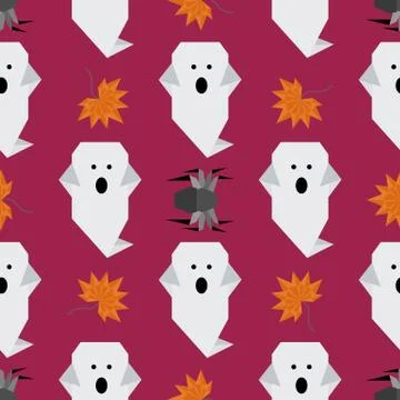 Vector seamless pattern Halloween Party origami Illustrazione stock