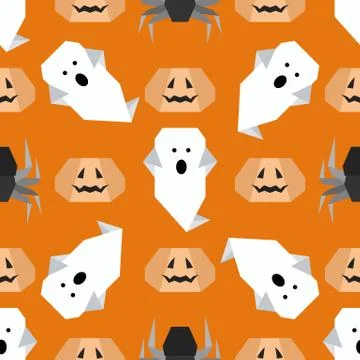 Vector seamless pattern Halloween Party origami Illustrazione stock