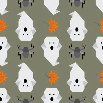 Vector seamless pattern Halloween Party origami Illustrazione stock