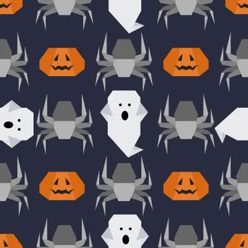 Vector seamless pattern Halloween Party origami Illustrazione stock