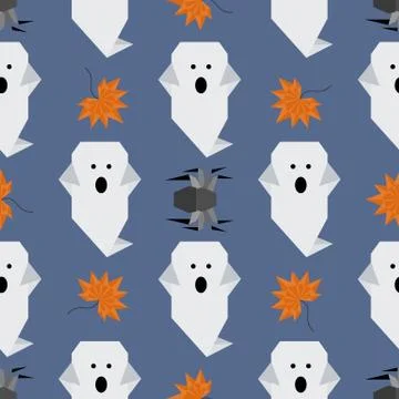 Vector seamless pattern Halloween Party origami 스톡 일러스트
