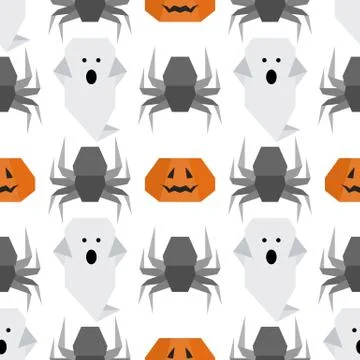 Vector seamless pattern Halloween Party origami Illustrazione stock