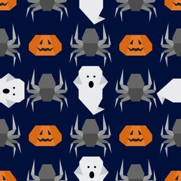 Vector seamless pattern Halloween Party origami Illustrazione stock