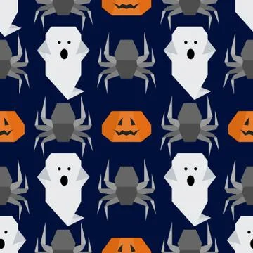 Vector seamless pattern Halloween Party origami Illustrazione stock