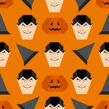 Vector seamless pattern Halloween Party origami Illustrazione stock