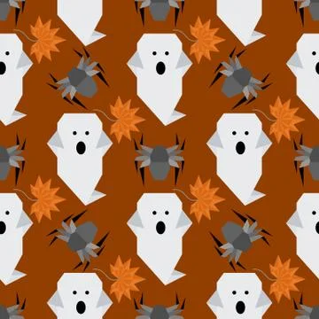 Vector seamless pattern Halloween Party origami Illustrazione stock