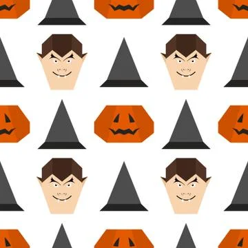Vector seamless pattern Halloween Party origami Illustrazione stock