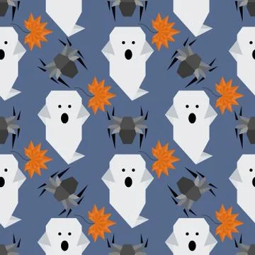 Vector seamless pattern Halloween Party origami Illustrazione stock