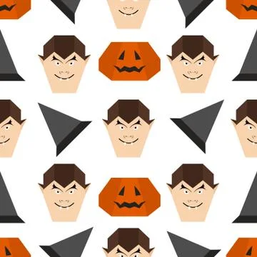 Vector seamless pattern Halloween Party origami Illustrazione stock