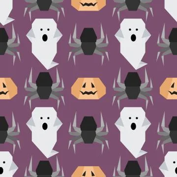 Vector seamless pattern Halloween Party origami イラスト素材