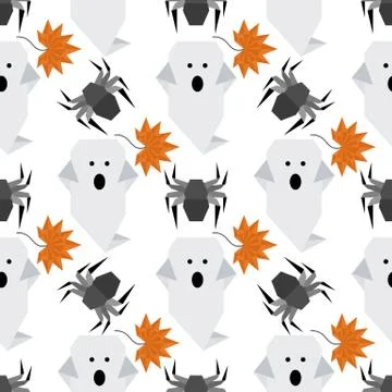 Vector seamless pattern Halloween Party origami Illustrazione stock