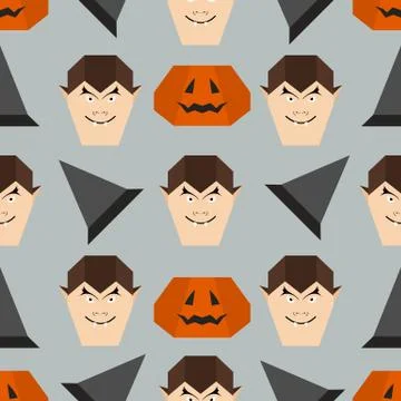 Vector seamless pattern Halloween Party origami Illustrazione stock