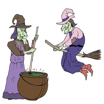 Vector seamless pattern for Halloween. witch, wizard, cap, cauldron, broom and Stock Illustration