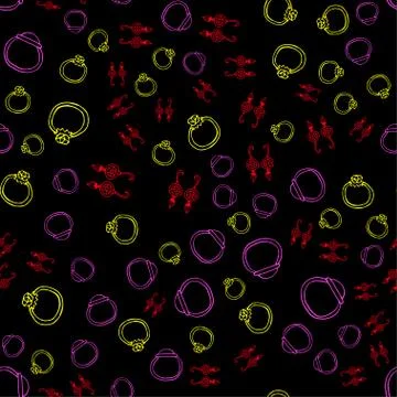 Vector seamless pattern with hand colorful and fashion jewelry on black color Stock Illustration