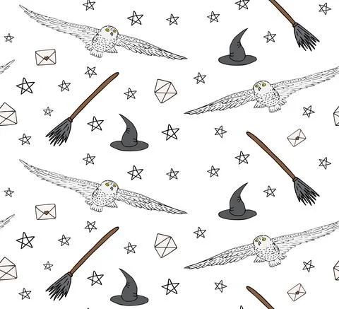 Vector seamless pattern of hand draw colored magic Stock Illustration