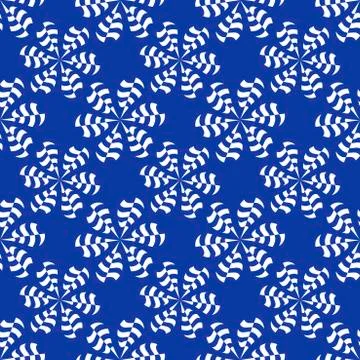 Vector Seamless pattern with hand drawing Abstract shapes. Blue and white. Illustrazione stock