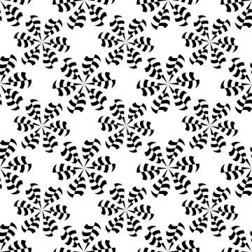 Vector Seamless pattern with hand drawing Abstract shapes. Black and white. 스톡 일러스트
