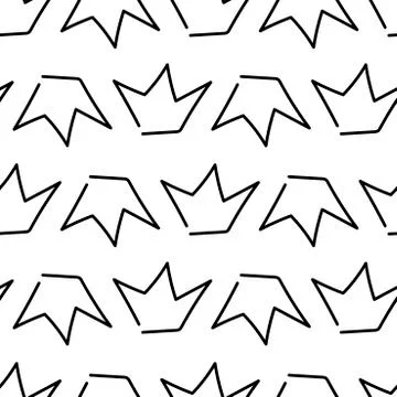 Vector Seamless pattern with Hand drawing crown . Black and white. 스톡 일러스트
