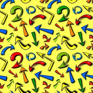 Vector seamless pattern of hand drawn colorful comics arrows Stock Illustration