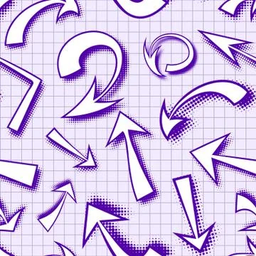 Vector seamless pattern of hand drawn comics arrows Stock Illustration