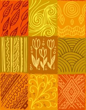 Vector seamless pattern, hand drawn patchwork 库存插图