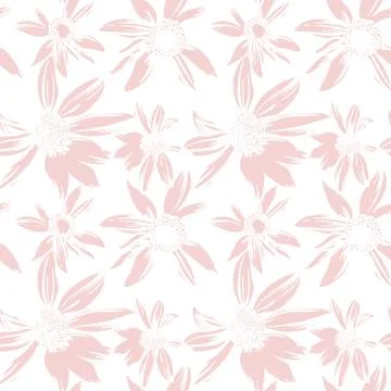 Vector seamless pattern with hand-drawn ink flowers Stock Illustration