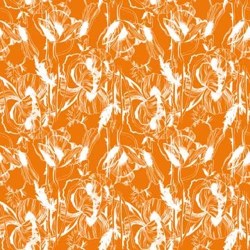 Vector seamless pattern with hand-drawn ink flowers Stock Illustration