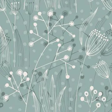 Vector seamless pattern with hand-drawn ink flowers Stock Illustration