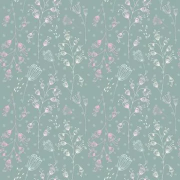 Vector seamless pattern with hand-drawn ink flowers Illustrazione stock