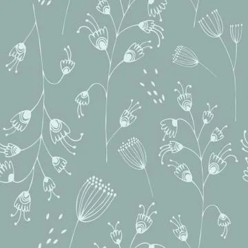 Vector seamless pattern with hand-drawn ink flowers Stock Illustration