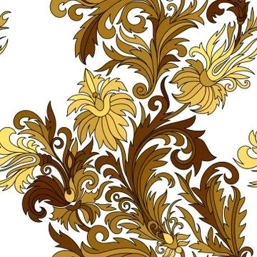 Vector seamless pattern. Hand drawn doodle style fantasy flowers Stock Illustration