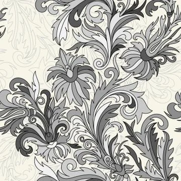 Vector seamless pattern. Hand drawn doodle style fantasy flowers Illustrazione stock