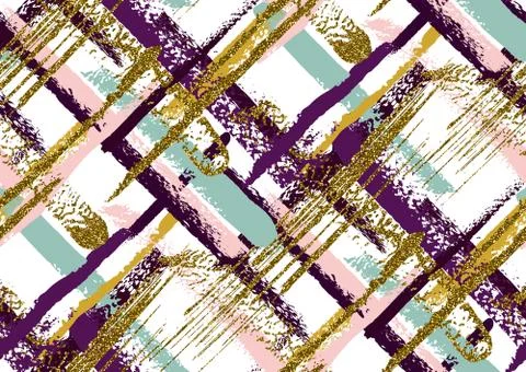 Vector seamless pattern with hand drawn gold glitter textured brush strokes Stock Illustration