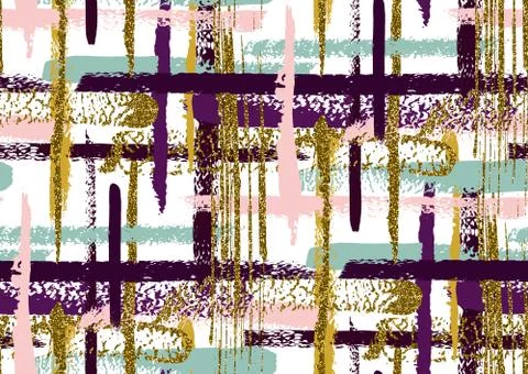 Vector seamless pattern with hand drawn gold glitter textured brush strokes Stock Illustration