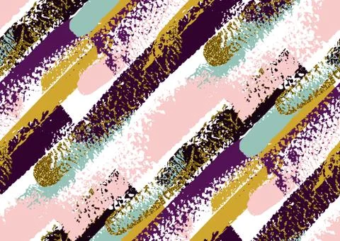 Vector seamless pattern with hand drawn gold glitter textured brush strokes Stock Illustration