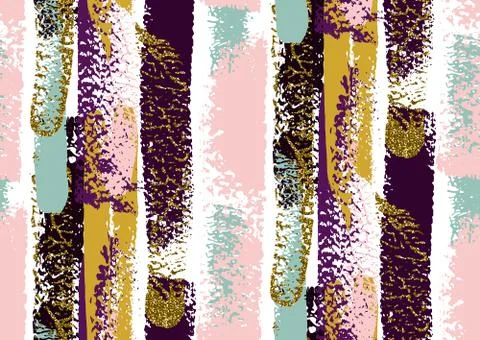 Vector seamless pattern with hand drawn gold glitter textured brush strokes Stock Illustration