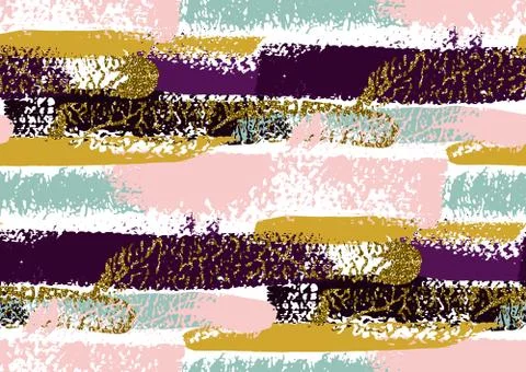 Vector seamless pattern with hand drawn gold glitter textured brush strokes Stock Illustration