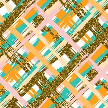 Vector seamless pattern with hand drawn gold glitter textured brush strokes Stock Illustration