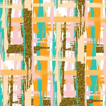 Vector seamless pattern with hand drawn gold glitter textured brush strokes Stock Illustration