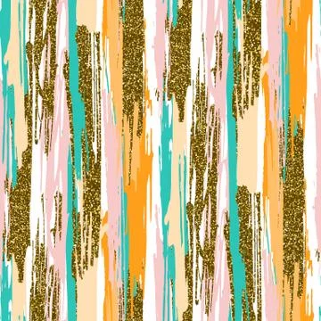 Vector seamless pattern with hand drawn gold glitter textured brush strokes Stock Illustration